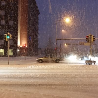 Snöyra i Åbotrafiken.