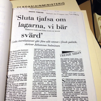 Ur utrikesministeriets tidigare hemligstämplade arkiv från 1991.