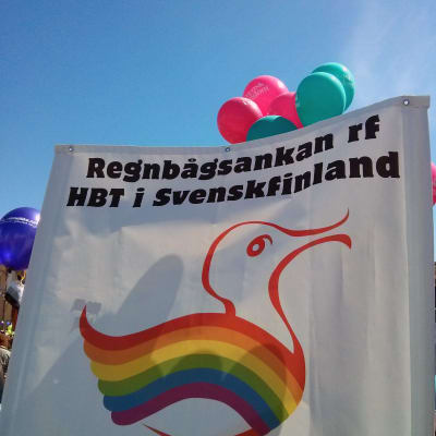 Regnbågsankans banderoll under Helsinki Pride 2014