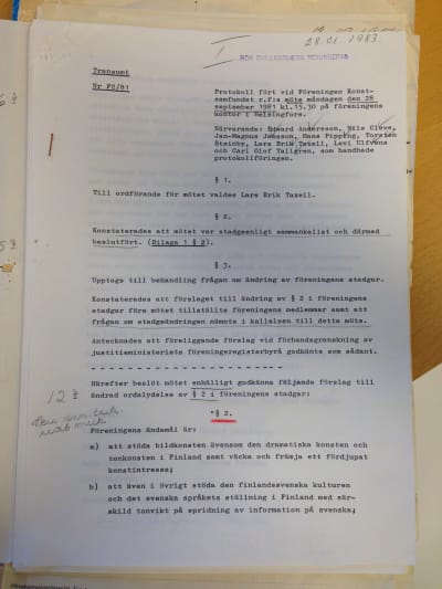 Konstsamfundets stadgeändring från 1981 godkäns 1983