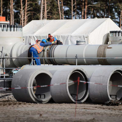Nord Stream kaasuputken rakennustarvikkeita. 