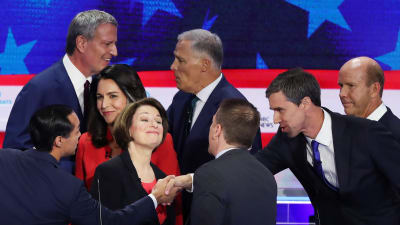 Demokrater under den första nomineringsdebatten.  Miami, Florida  26.6.2019 