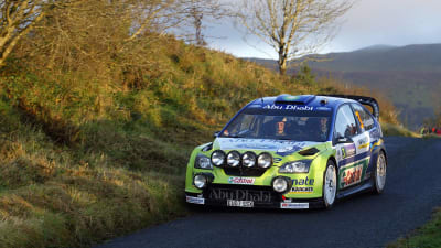 Marcus Grönholm och Timo Rautiainen före kraschen i det irländska VM-rallyt 2007.