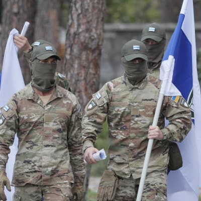 "Vapaus Venäjälle"-legioonan taistelijoita Kiovassa elokuussa 2022.