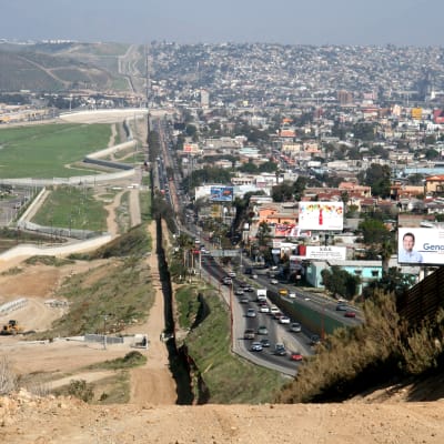 Gränsen mellan USA och Mexico vid Tijuana.