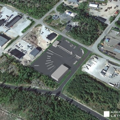 Planritning över Rosk´n Rolls nya avfallsstation i Ekenäs. 