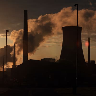 British Steels fabrik i Scunthorpe i gryningen på onsdagen 22.5.2019