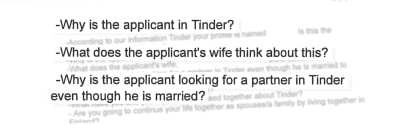 Skärmdump av Migrationsverkets utredning av Tinderanvändning.
