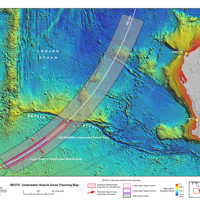 Bilden från Australian Transport Safety Bureau från 30 juli visar området där man söker efter MH370.