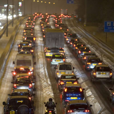 Trafikstockning i Nederländerna på A9 nära Amsterdam i januari 2010.