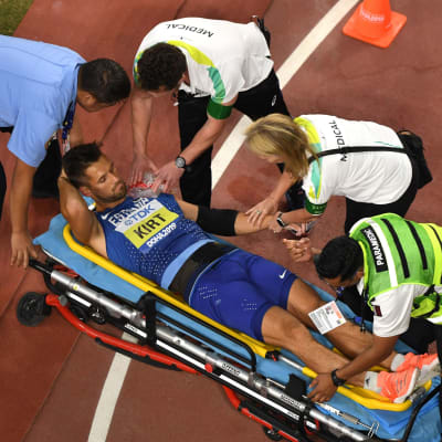 Magnus Kirt loukkaantui vakavasti lokakuussa 2019 heitetyssä Dohan MM-finaalissa.
