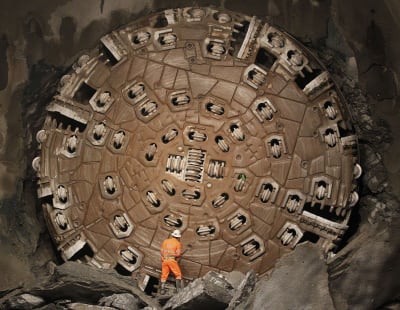 TBM-borr vid bygget av Gotthard Base-tunneln i Schweiz.