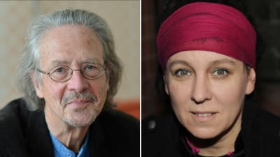 Fotomontage. Nobelpristagarna i litteratur, åren 2018 och 2019. 