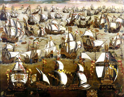 Espanjan armadan tappio 1500-luvun lopun maalauksessa.