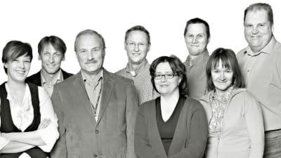 Ledningsgruppen för ESC 2007. Fr v 	 Heikki Seppälä Tanja Kymäläinen Kjell Ekholm Lissu Litmanen Heidi Kokki Tapani Parm Kaj Flood Kalle Riihikoski.