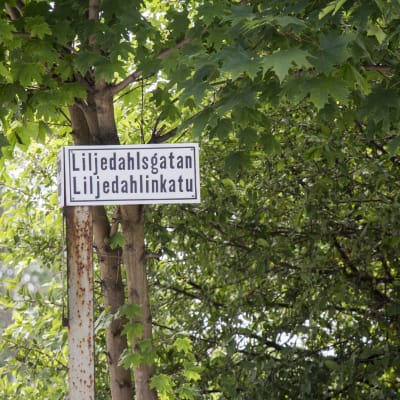 En skylt där det står Liljedahlsgatan.