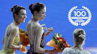 Susanna Pöykiö, Laura Lepistö och Carolina Kostner på prispallen, EM 2009.