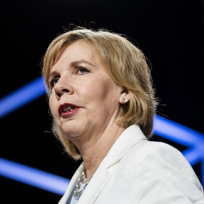 RKP:n puheenjohtaja Anna-Maja Henriksson osallistui Pasilassa Ylen kuntavaalitenttiin 27. toukokuuta.