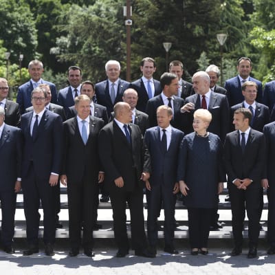 Familje foto på EU-ledare. 