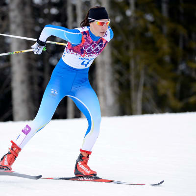 Mona-Liisa Nousiainen Sotshin olympialaisissa. 