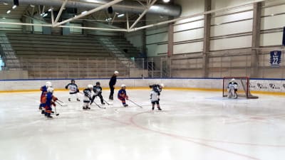 Ishockeyjuniorer i pågående match.