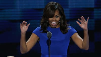 Michelle Obama talar vid demokraternas partikonvent i Philadelphia 25.7.2016