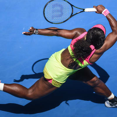Serena Williams i elden i Australien.