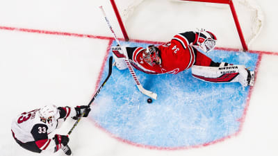 Petr Mrazek parerar Alex Goligoskis försök.