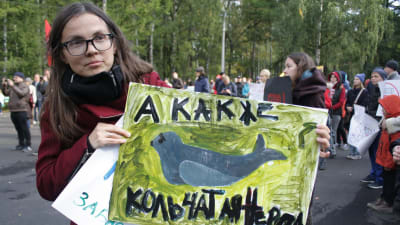  Marina Parkina från en demonstration i Primorsk ifjol.
