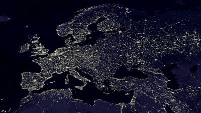 Europa nattetid sett från rymden.