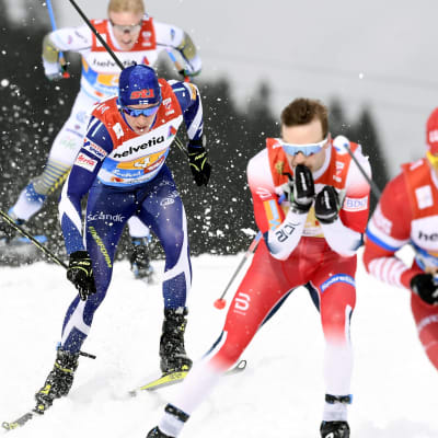 Matti Heikkinen på den tredje etappen i stafetten  i Seefeld.