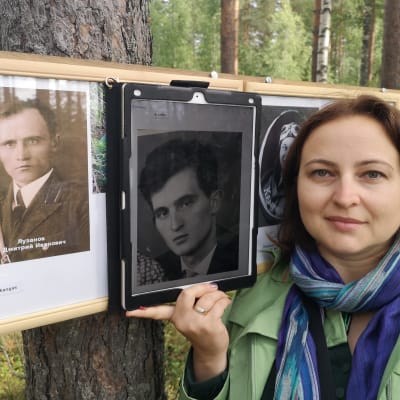 Yelena Matzen isoisä Dimitri Luzanov menehtyi Rantasalmen ilmataistelussa. Keskimmäisessä kuvassa isä Valeri Luzanov.