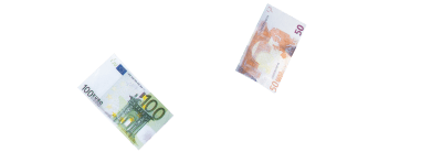 Sadan ja viidenkymmenen euron seteleitä