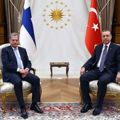 President Sauli Niinistö och Turkiets president Recep Tayyip Erdoğan i Ankara den 12 oktober 2015.