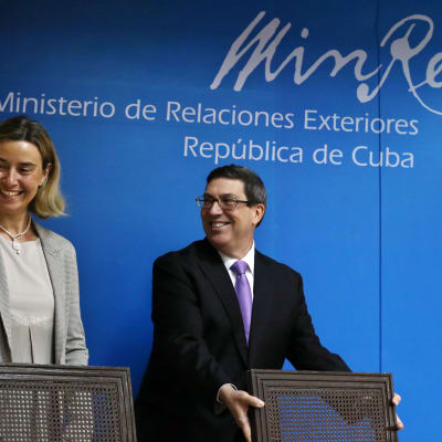 EU:s utrikeschef  Federica Mogherini och Kubas utrikesminister Bruno Rodriguez