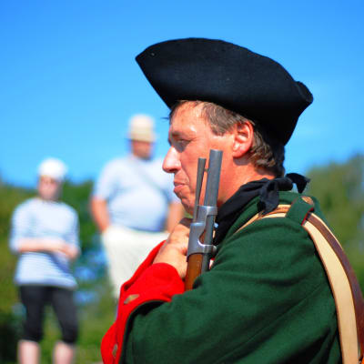 En soldat vid rekonstruktionen av slaget vid Rilax.