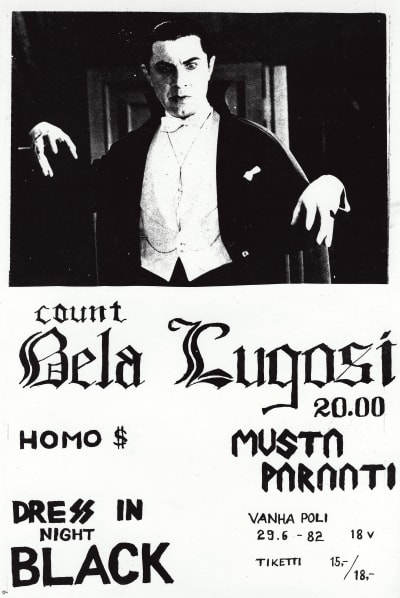Konsertplansch för Bela Lugosi-klubben.