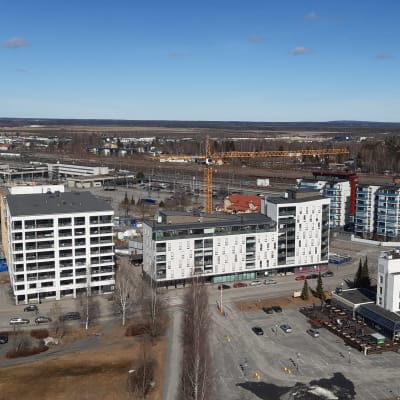Seinäjoen keskustan uudisrakennuksia aseman suuntaan Lakeuden rististä. 