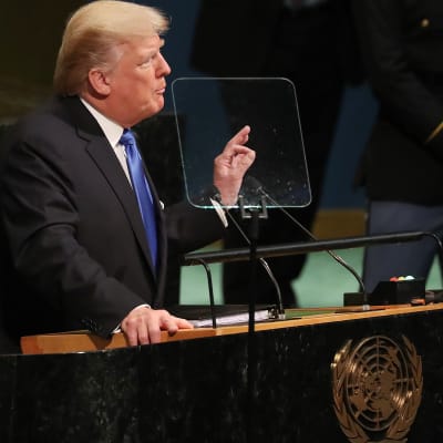 Donald Trump talar inför FN:s generalförsamling.