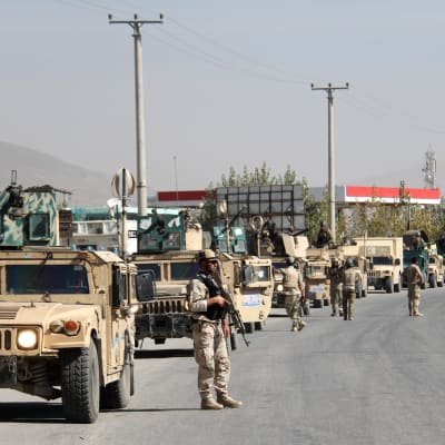 Vägspärr i Ghazni i Afghanistan.