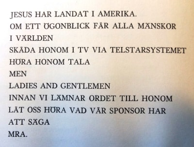 En dikt av Lars Huldén ur samlingen "Spöfågel" (1964)