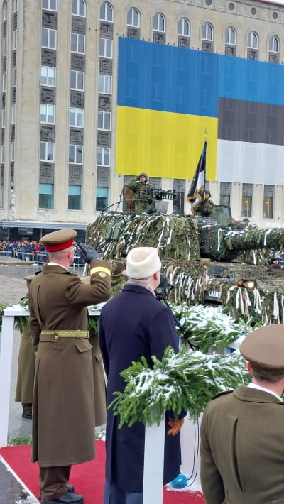 Militärparad i Tallinn på Estlands självständighetsdag den 24 februari 2023.