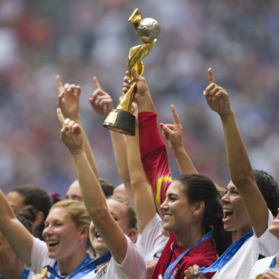 USA firar VM-guldet i Vancouver i juli 2015.