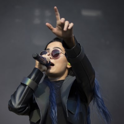 Finnish female singer Sanni on the stage