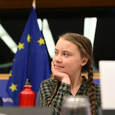 Greta Thunberg i EU-parlamentet i Strasbourg den 16 april 2019