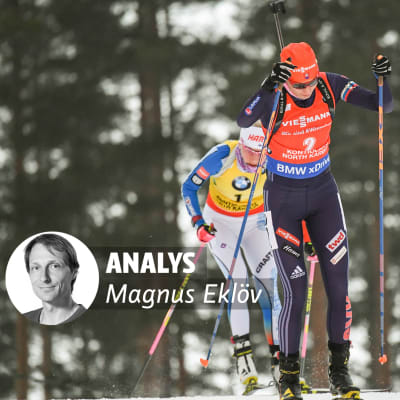 Anastasija Kuzmina och Kaisa Mäkäräinen, med Magnus Eklövs analysvinjett.