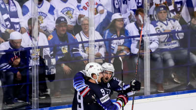 USA firar mål mot Finland, VM 2019.