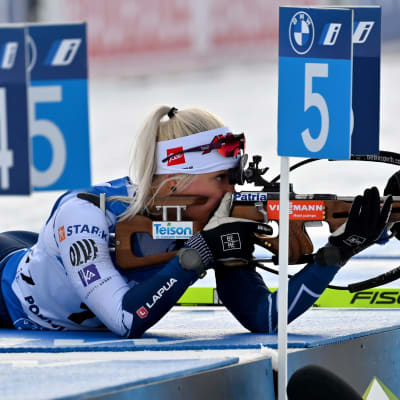 Mari Eder på skjutvallen.