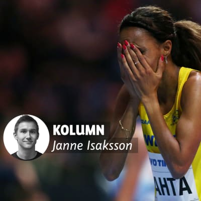 Meraf Bahta med Janne Isakssons kolumnvinjett.