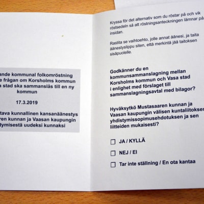 Valsedel för den rådgivande folkomröstningen i Korsholm.